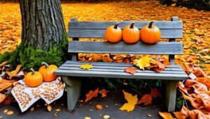 gartenbank dekorieren herbst